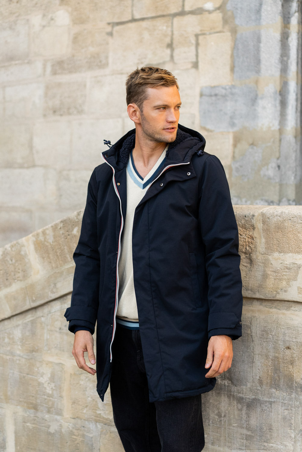 Parka longue homme #couleur_marine