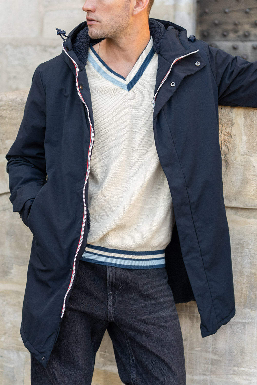 Parka longue homme #couleur_marine