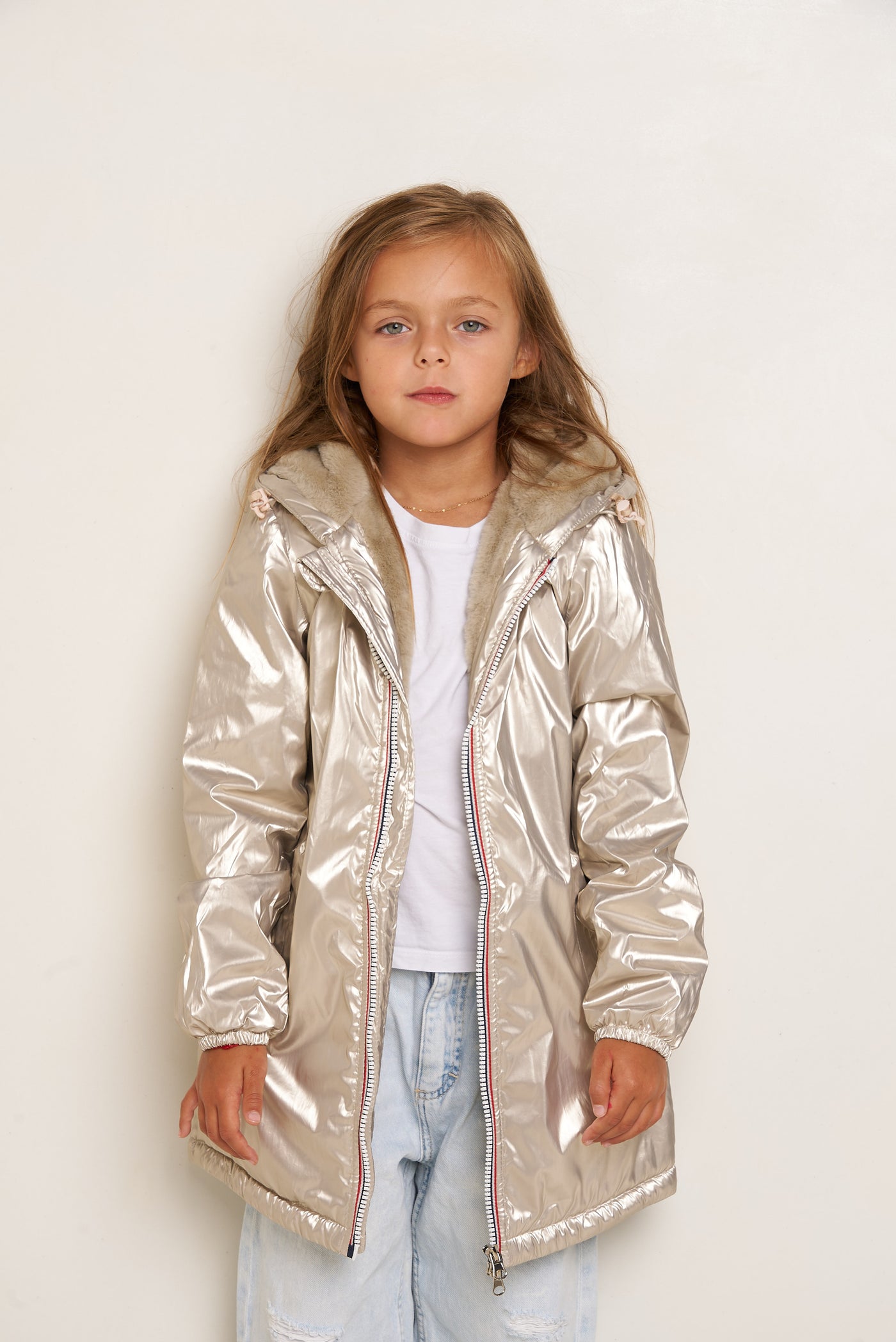 Veste parka manches longues capuche fourrure zip jony Enfant