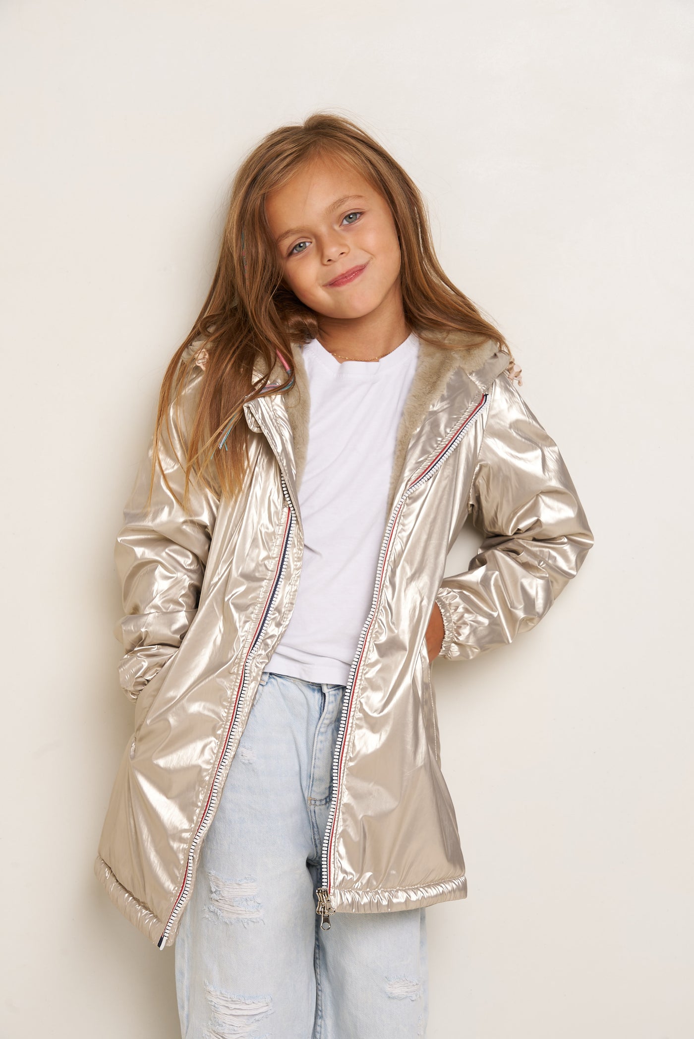 parka fourrure enfant #couleur_or