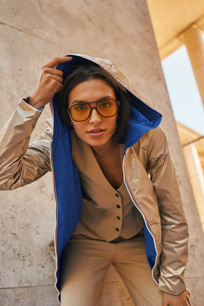 impermeable reversible femme | Laura Jo #couleur_bleu-vif