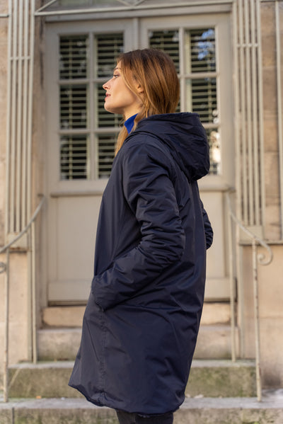 imperméable réversible fourré Laura Jo #couleur_marine