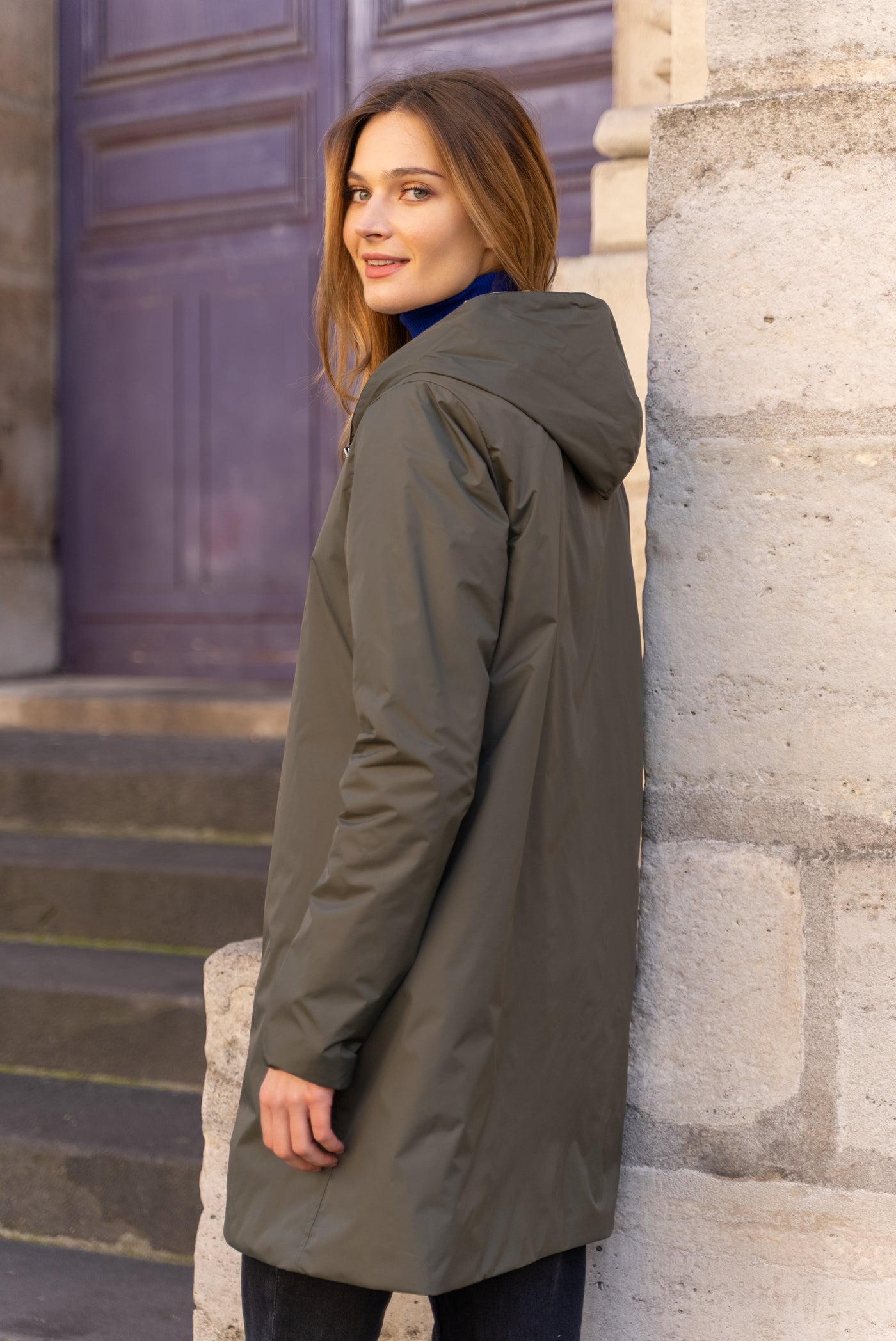 Imperméable réversible long mi-saison