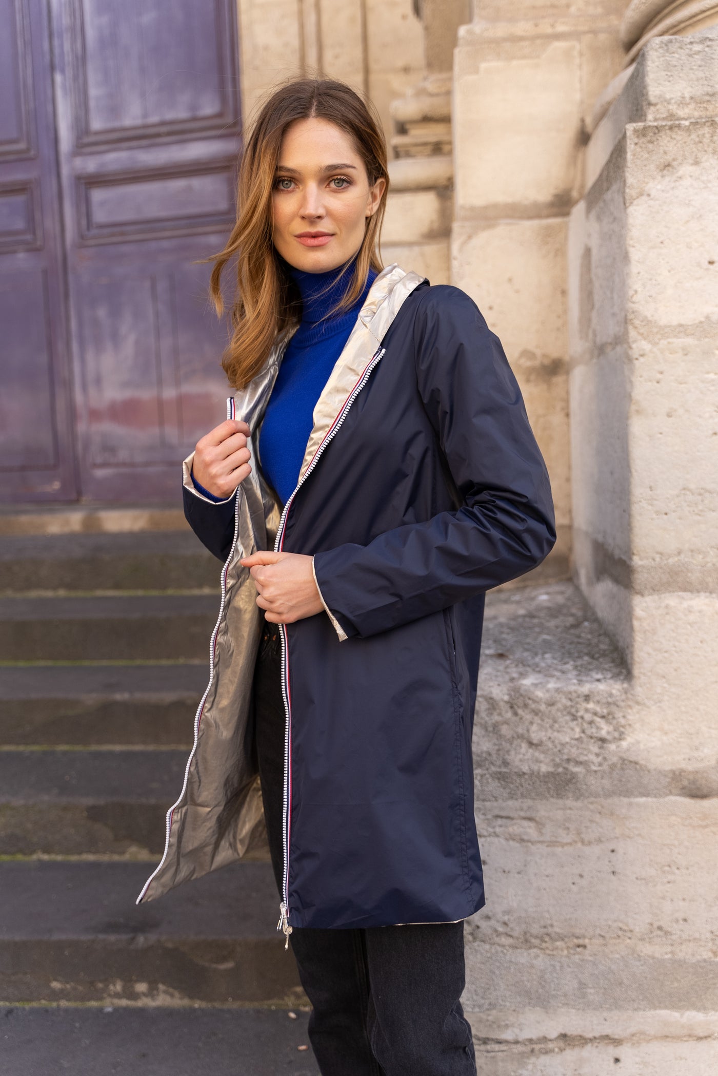 Imperméable réversible | Laura Jo #couleur_marine