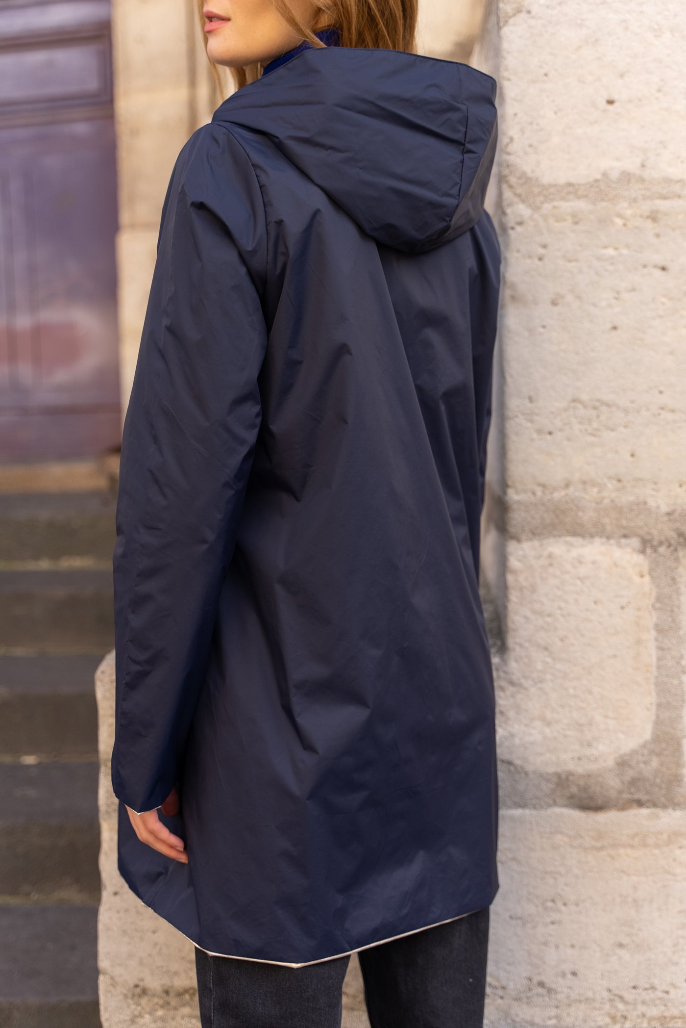 Imperméable réversible long