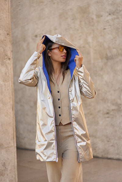 impermeable reversible femme | Laura Jo #couleur_bleu-vif