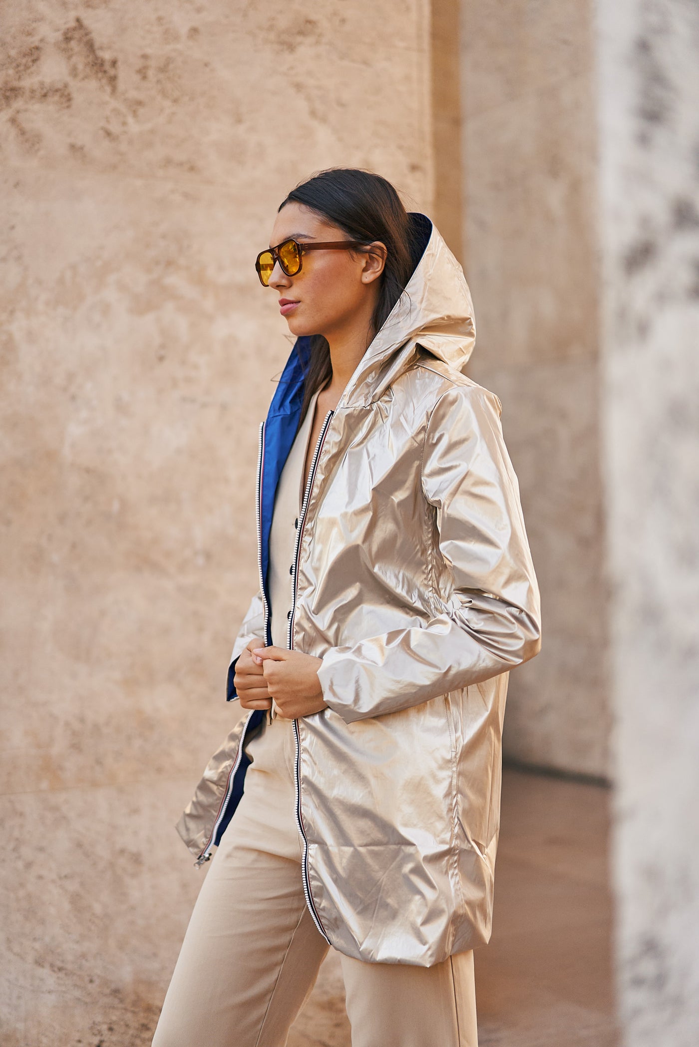 impermeable reversible femme | Laura Jo #couleur_bleu-vif