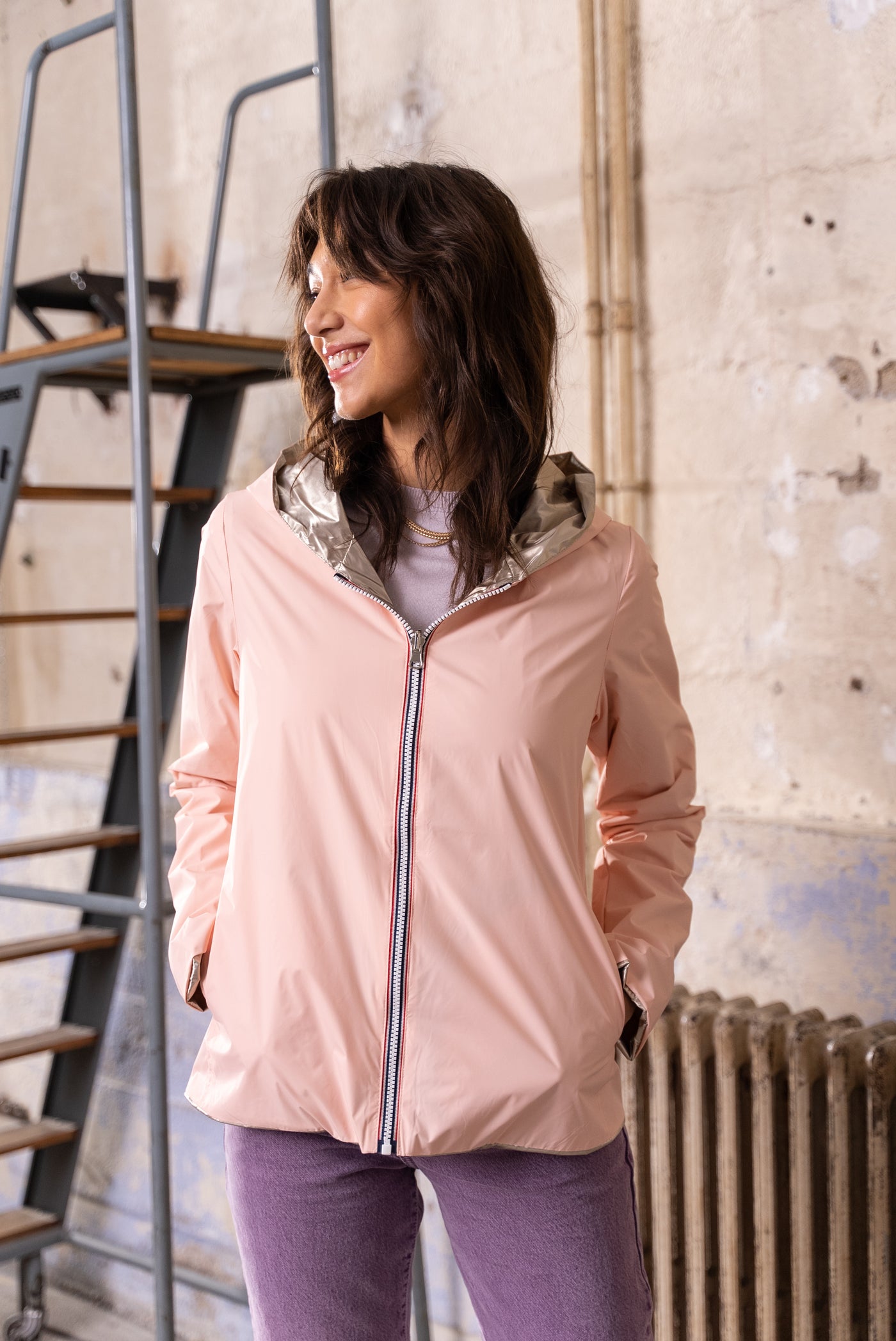 imperméable réversible femme Laura Jo #couleur_rose-nude