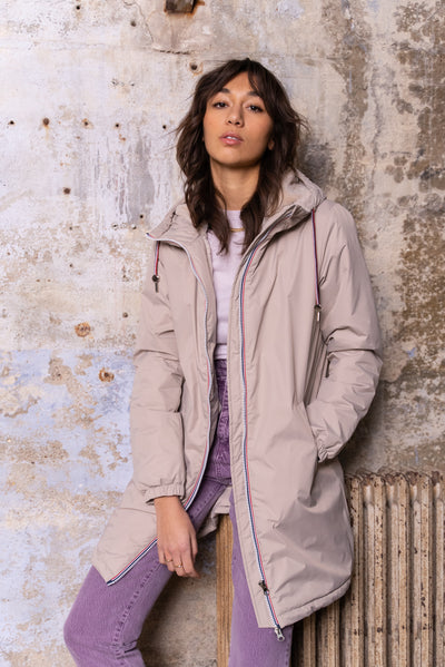 Imperméable fourré long avec cordon