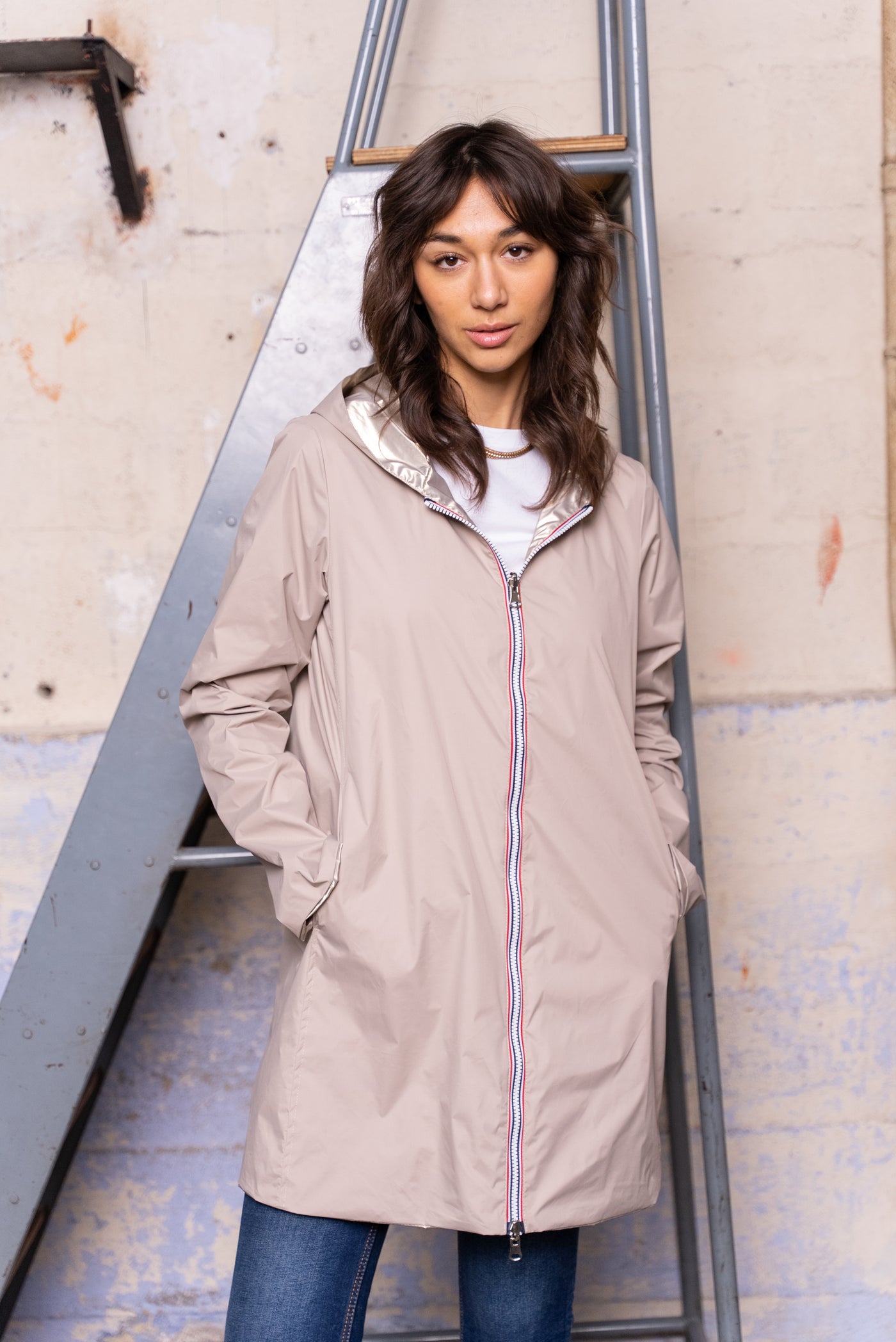 impermeable reversible femme #couleur_beige