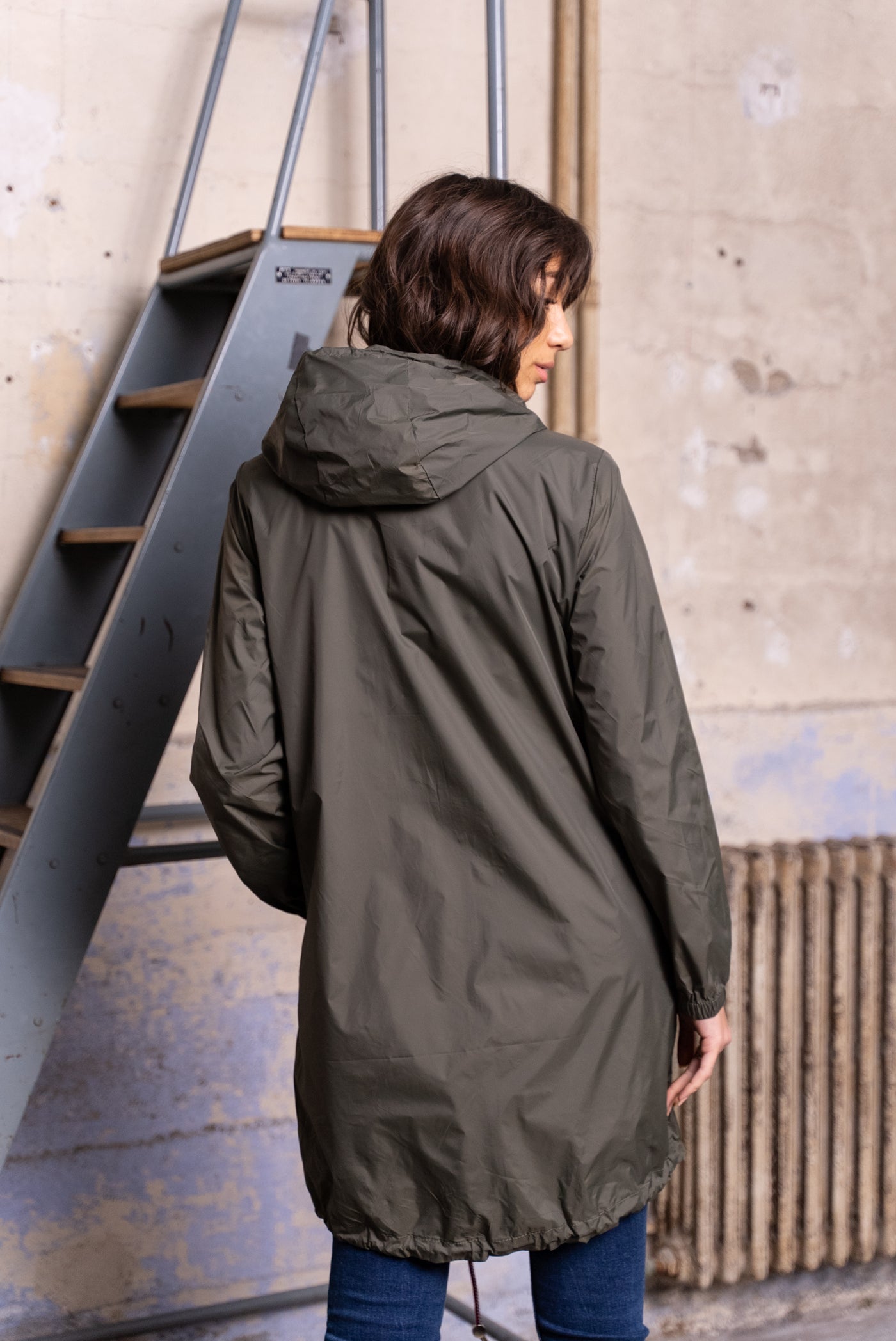 Imperméable long avec cordon