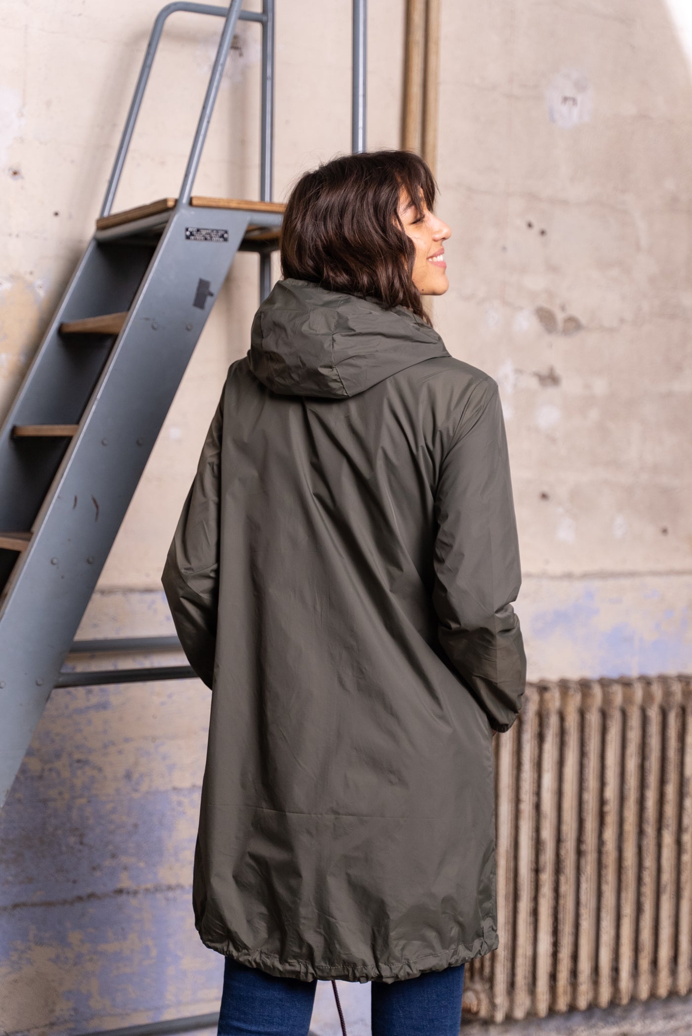 Imperméable long avec cordon