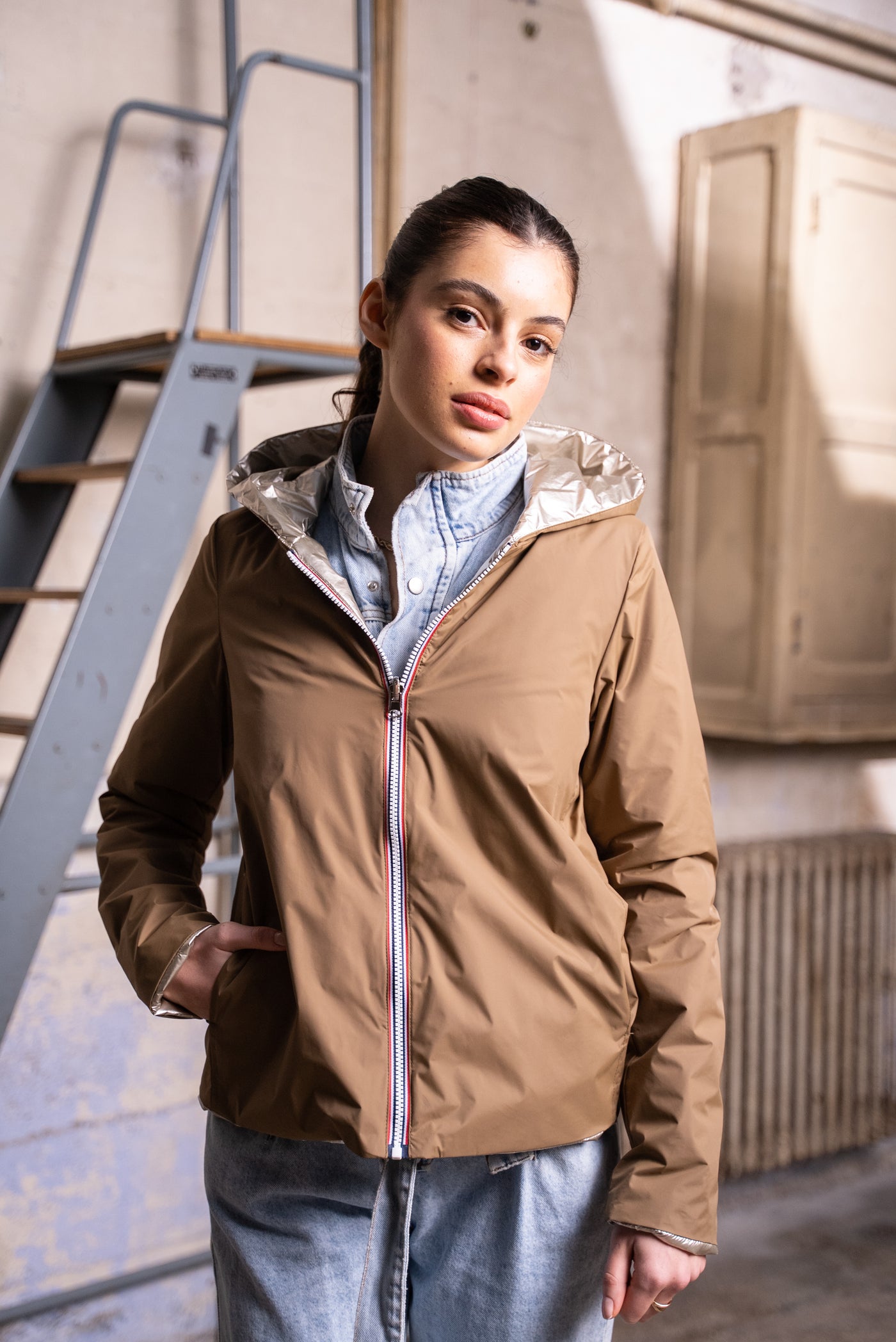 coupe vent impermeable femme #couleur_camel