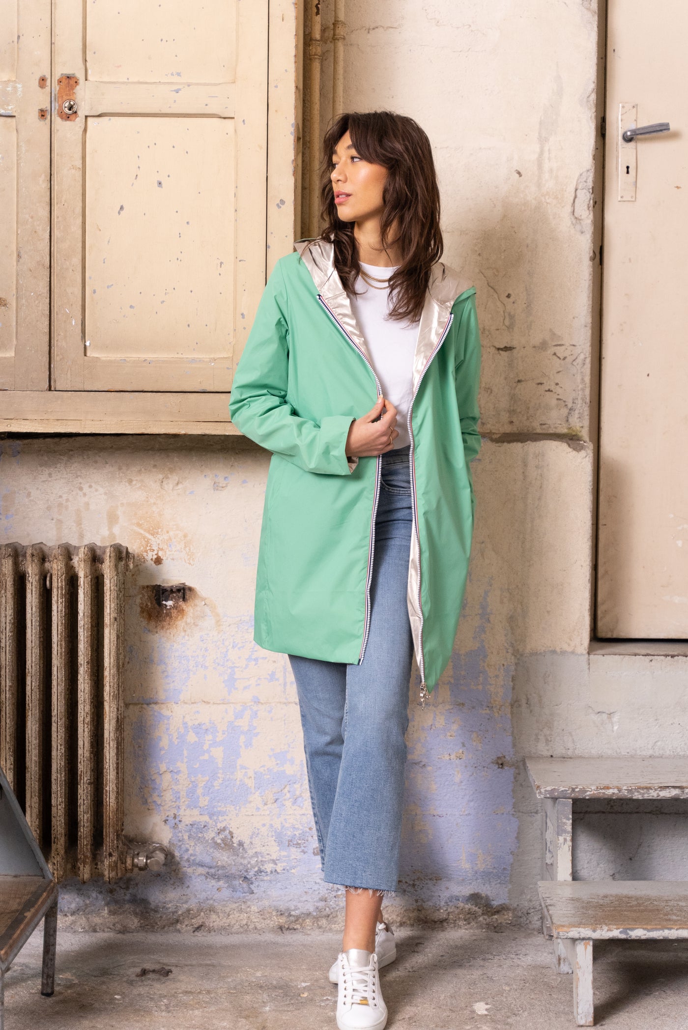 impermeable reversible femme #couleur_vert-pomme