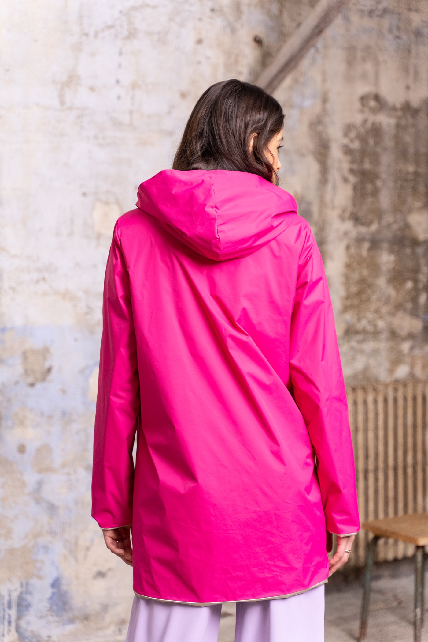 impermeable reversible femme #couleur_fuchsia