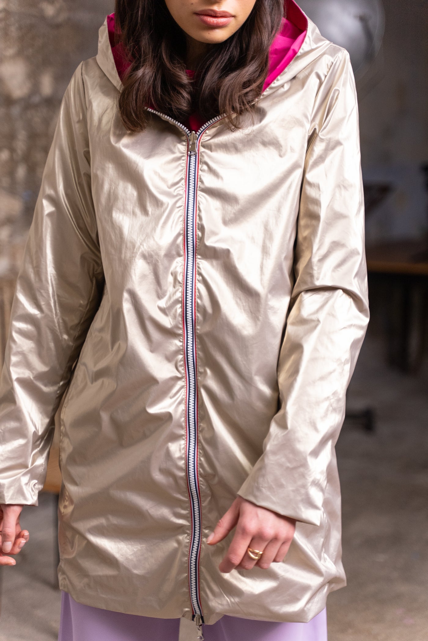 Imperméable réversible long