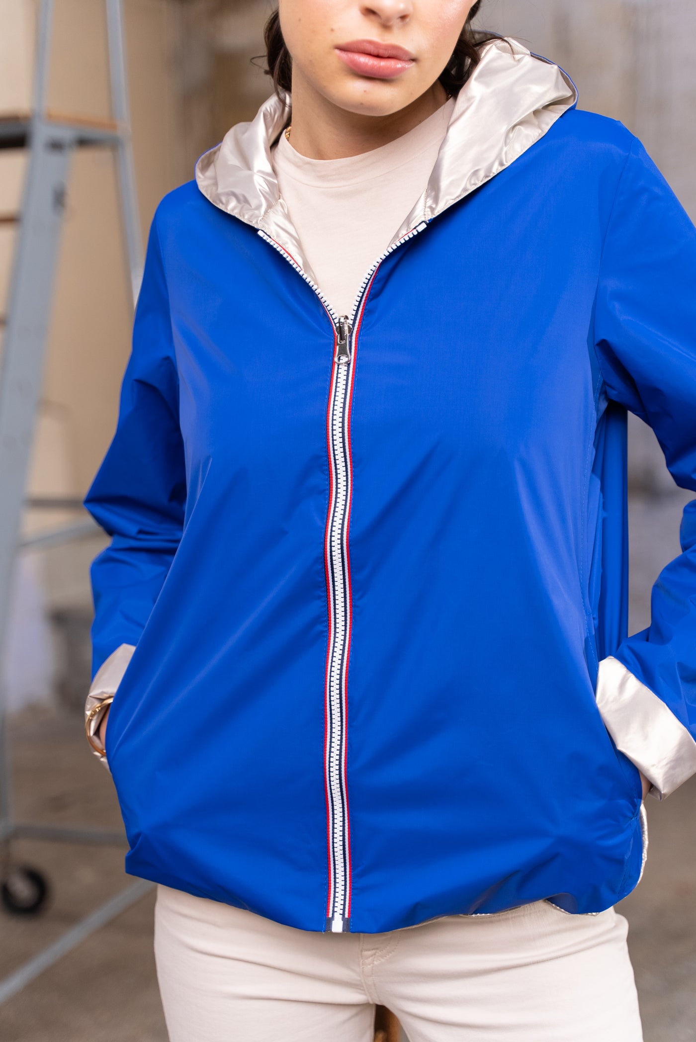 imperméable réversible femme Laura Jo #couleur_bleu-vif