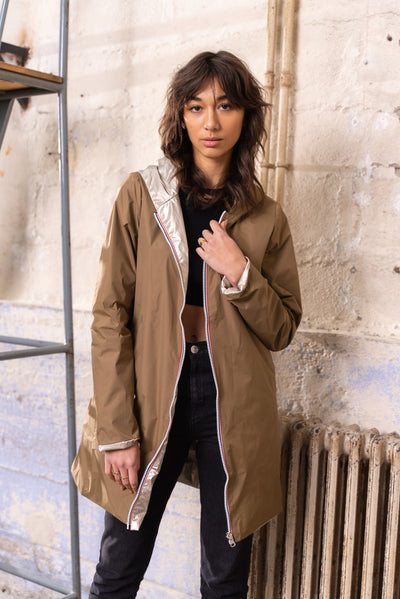 impermeable reversible femme #couleur_camel